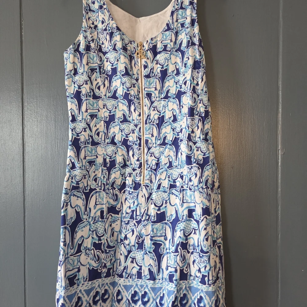 Lilly Pulitzer Cathy Shift Dress In Blue Elephant Print Size 0 - Picture 4 of 7